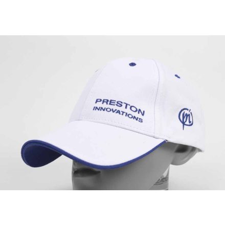 Preston white cap - with blue trim
