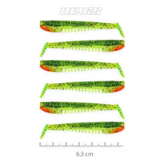   Nevis Vantage Impulse Shad 6,3cm 6db/cs zöld-narancs flitter