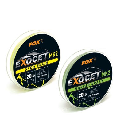 Fox  Exocet® MK2 Spod & Marker Braid - 0.18mm/20lb x300m MARKER -Green - fonott zsinór