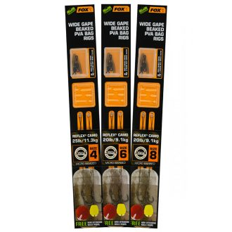   Fox Edges™ Wide Gape Beaked PVA Bag Rigs 20lb Size 6 Brown & Green